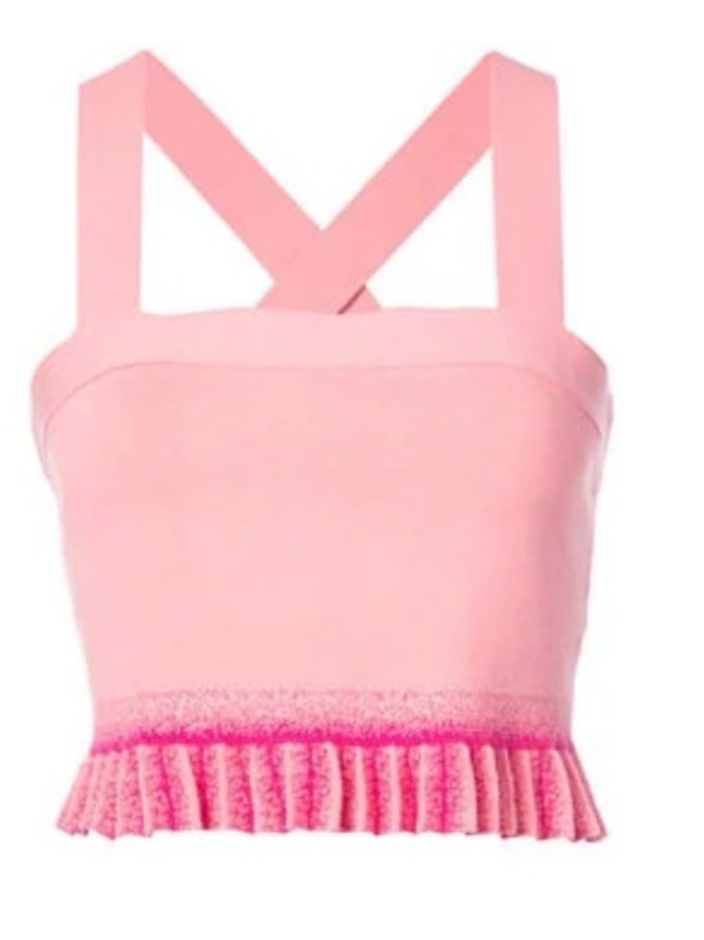 Derek Lam 10 Crosby Knit Crop Top With Pleated Ruffle Hem